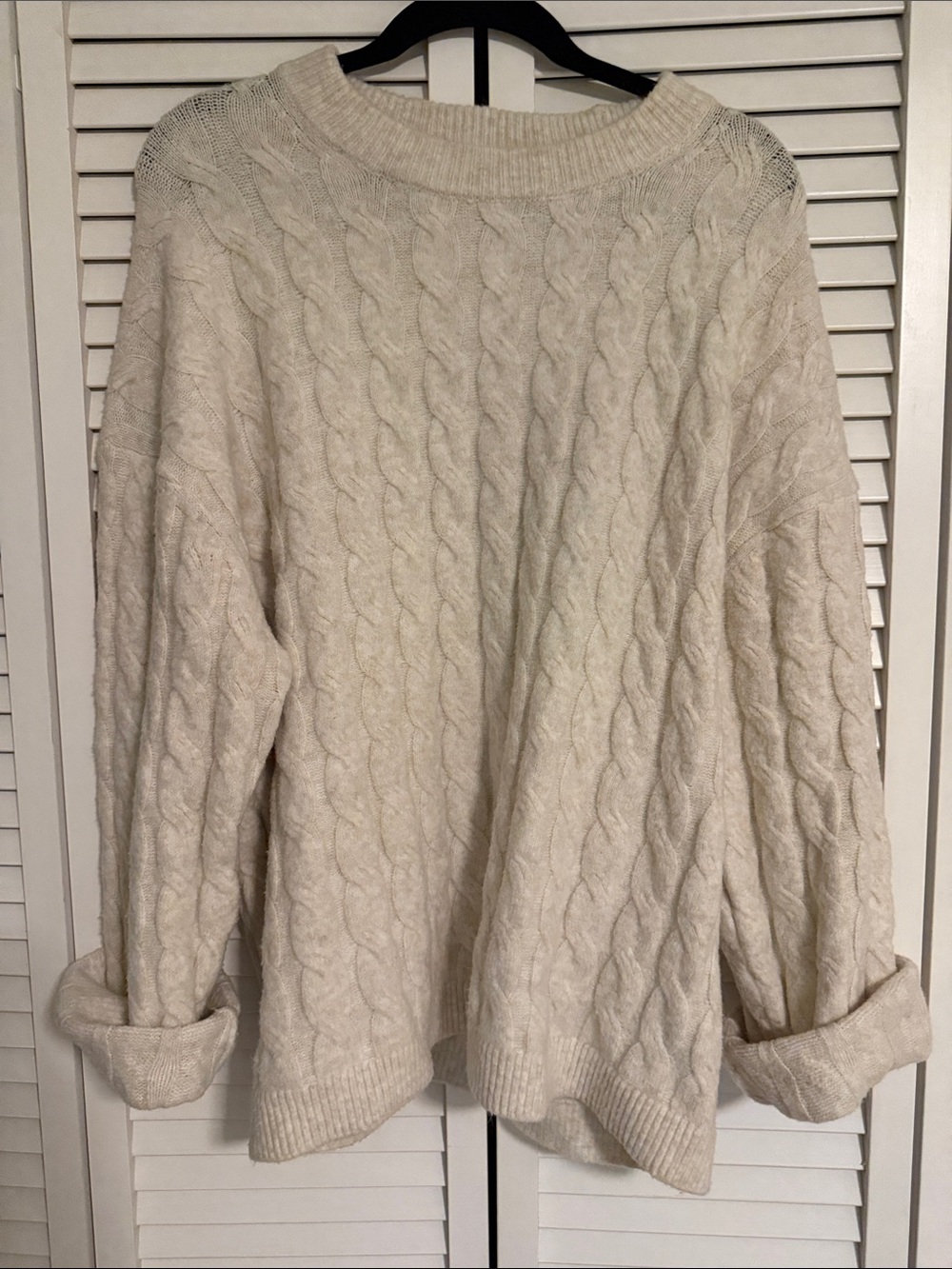 H&M Cream Cable-Knit Crewneck Sweater